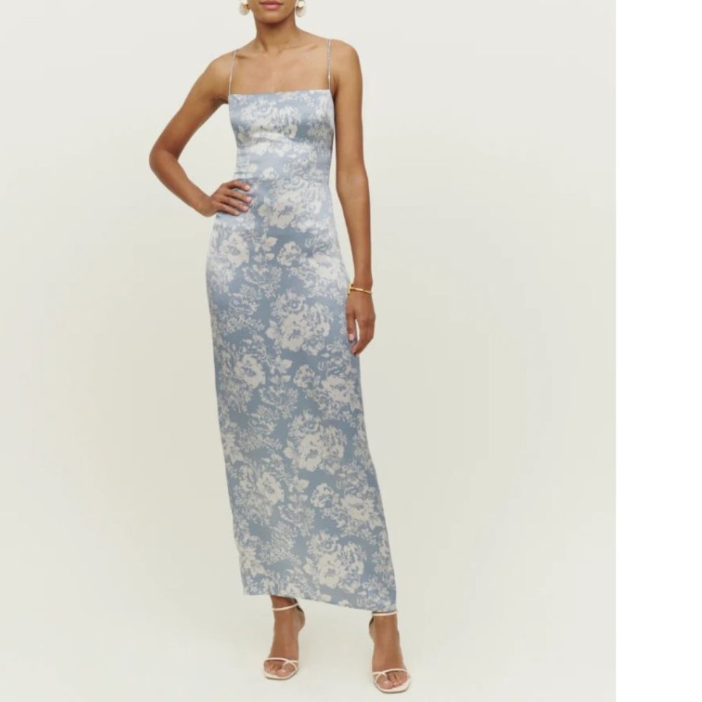 Reformation Frankie Silk Dress in Porcelain | On Sale - Picture 5 of 15